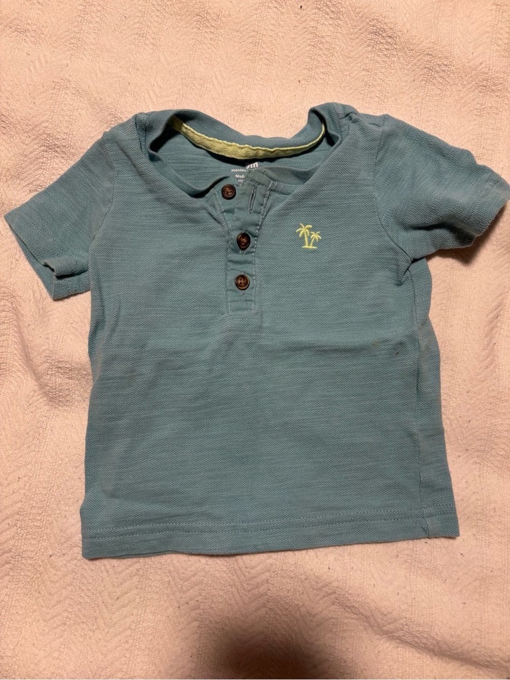 Carter's Teal Short-Sleeve Polo with Yellow Palm Tree Embroidery